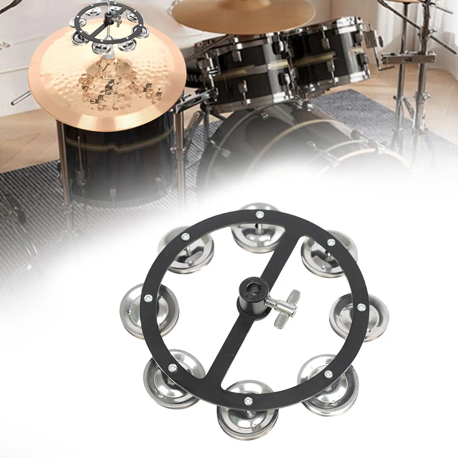 Stainless Steel Hi Hat Tambourine Lightweight Drum Accessory Professional Percussion for Jazz Concert and Dance