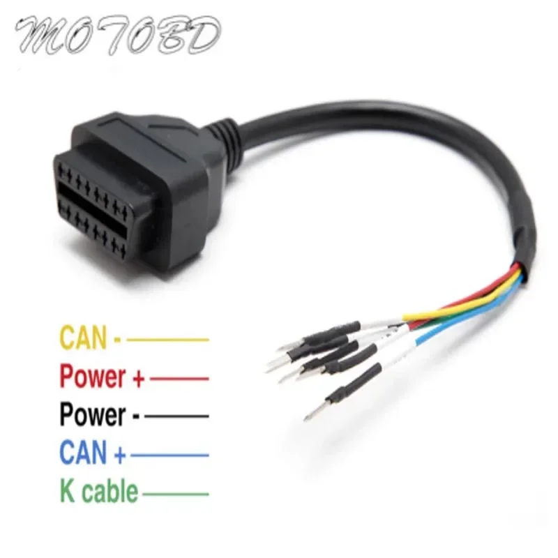 

Universal Female OBD2 Connector for Motorcycle Motorbike K+CAN OBD2 Scanner Cable K Line Can Line Power Cable