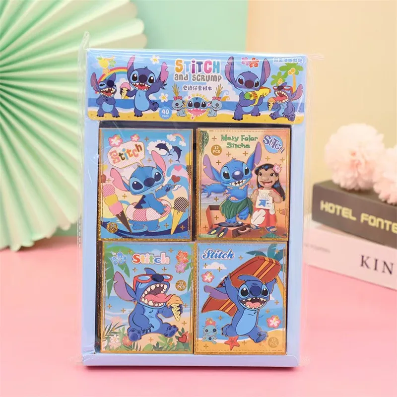 40pcs-interstellare-baby-stitch-cute-cartoon-materiale-fai-da-te-notebook-bean-sticker-notebook-hot-stamping-handbag-sticker-all'ingrosso