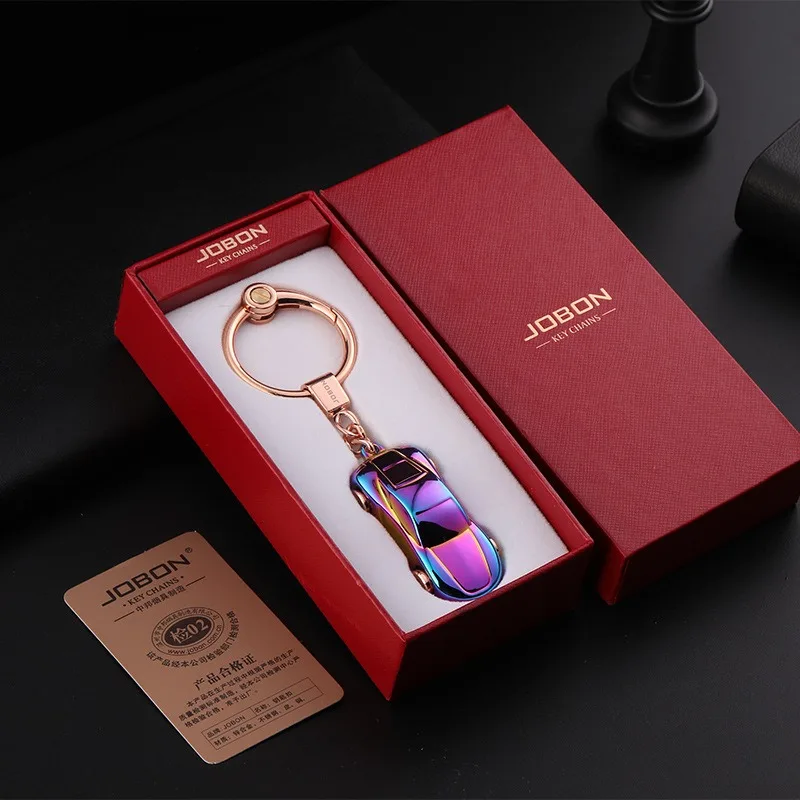 LED Light Supercar Keychain Creative Saloon Car Key Chain Fashion Gift Key Ring Pendant for Women\'s Backpack Men Car Key Holder