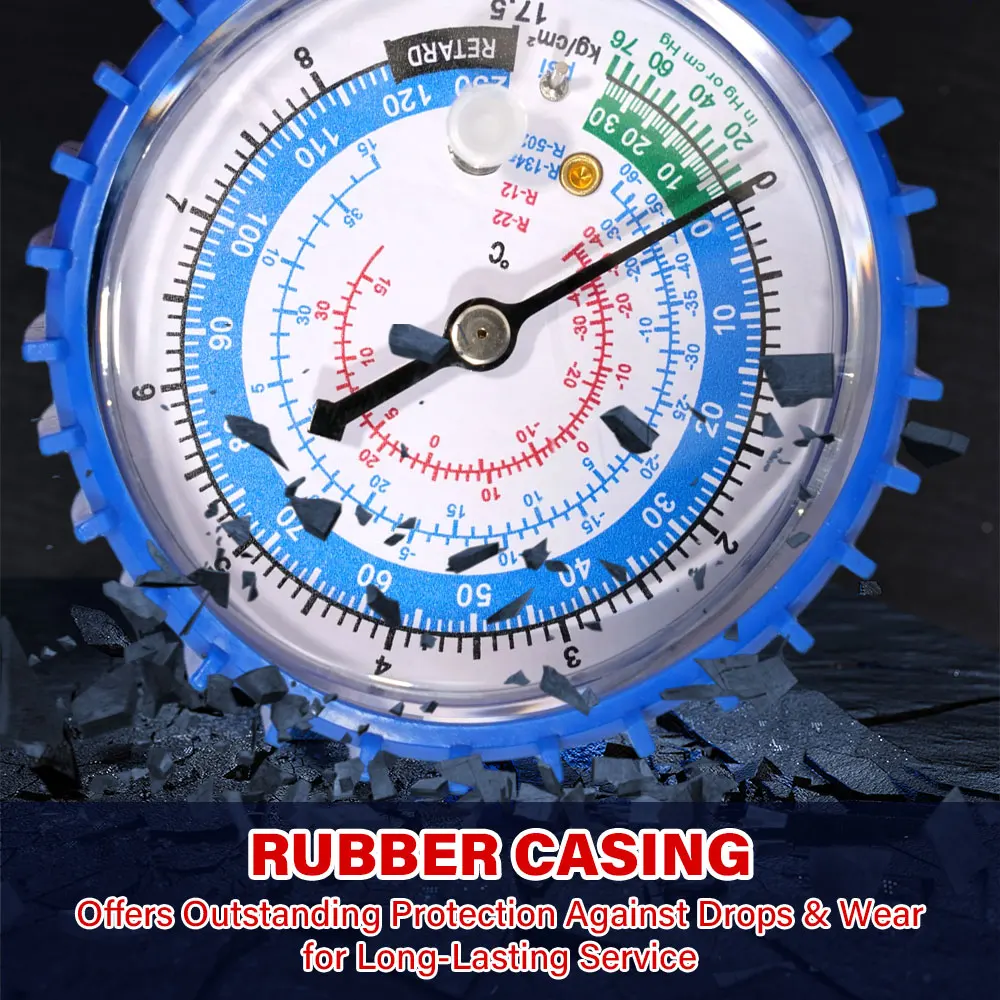 [Penjualan besar] Set Alat Ukur Manifold Refrigeran Pro dengan Ulir 1/4 Inci - Kompatibel Multi Gas untuk Sistem R134A R22 R410A R404A