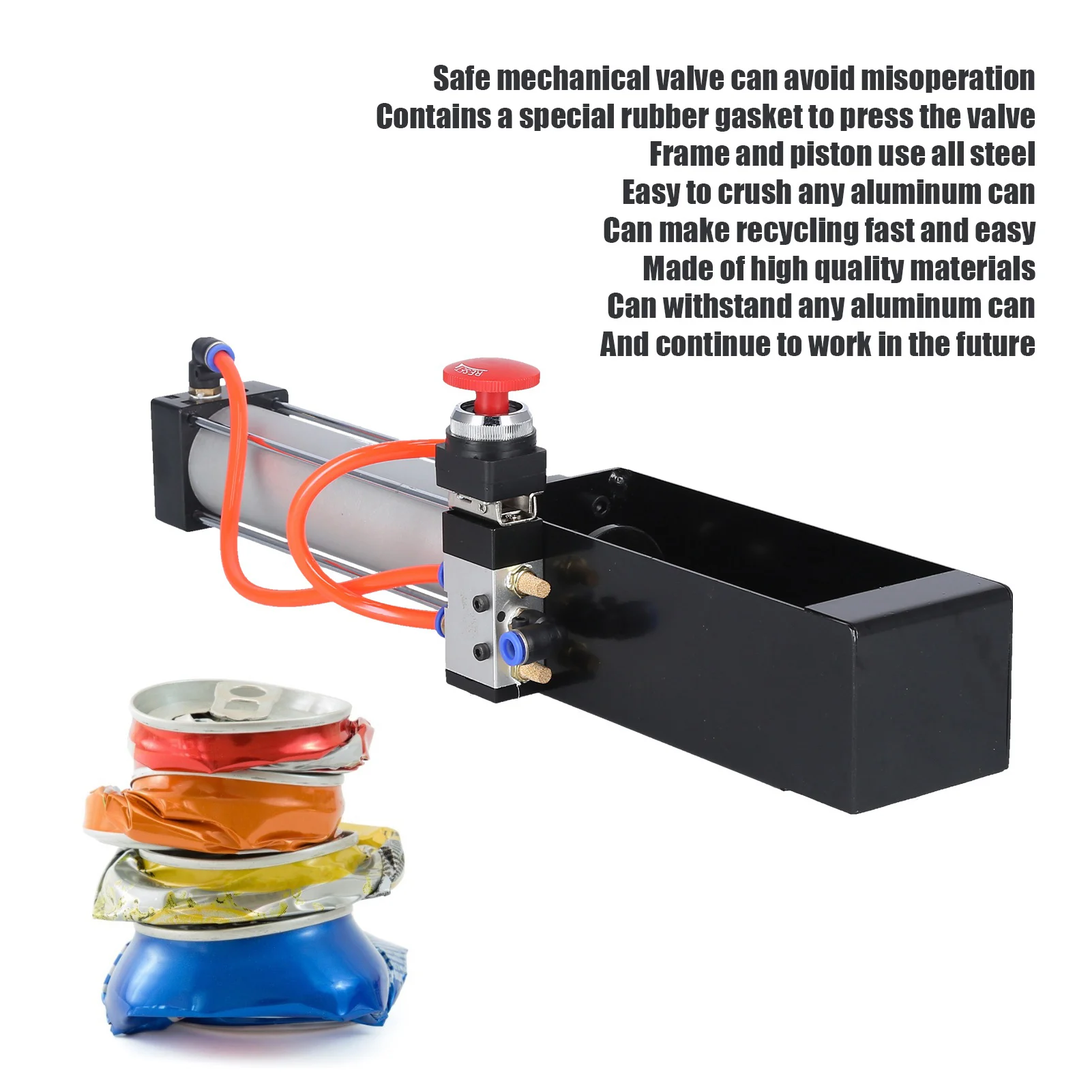 Aluminum Can Crusher Pneumatic Can Crusher Cylinder Push Valve Cans Crushers Eco Friendly Recycling Tool Pneumatic Can Crusher