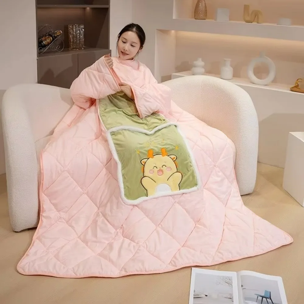 Winter Wearable Blanket Hoodie 2 in 1 with Sleeves Cozy Fleece Throw Wrap Warm Multi Functional Sweatshirt Blanket for Mom Women