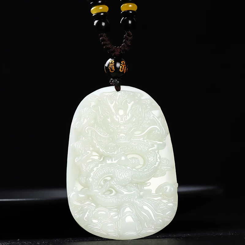 

Hetian Jade Zodiac Dragon Нефритовый кулон Синий Белый Дракон Бренд Нефритовый кулон Мужские и женские украшения