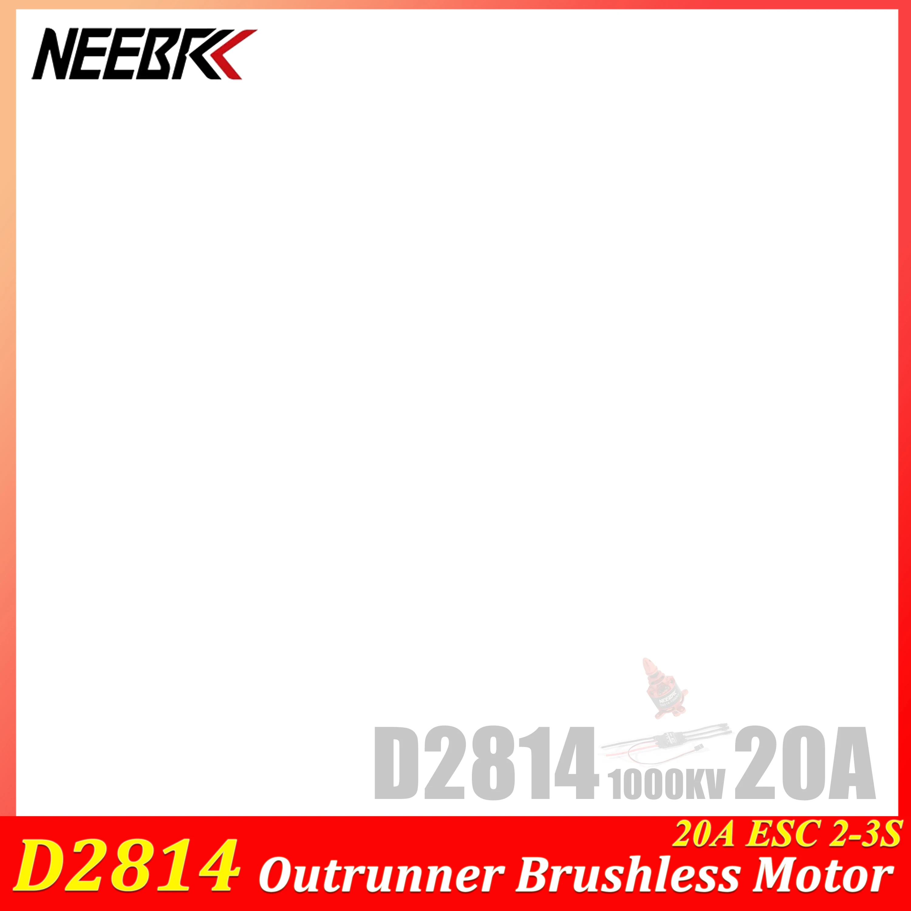 NEEBRC D2814 1000KV Outrunner Brushless Motor 20A ESC 2-3S for RC Airplane Fixed-wing Helicopter FPV Racing Drone Model Toy Part
