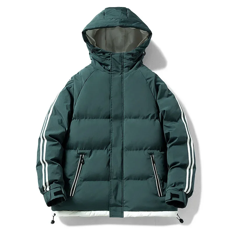 

Thickened Double Bar Hooded Cotton Jacket Men's Fashionable Warm Coat Casual Loose Fit Chinese Brand Casual Hooded Jacket