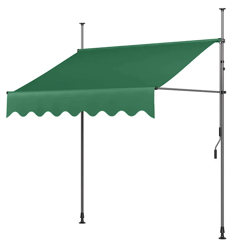 1.5X1.2M Outdoor Balcony No Punching Folding Telescopic Hand Cranked Sunshade, Shop Storefront, Courtyard Eaves Sunshade