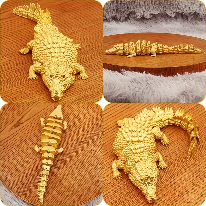 1 piece/2 pieces brass crocodile animal ornaments, flexible joints, collection for reptile lovers