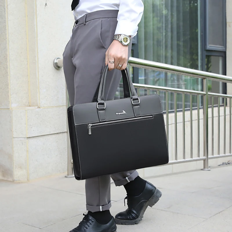 Male Briefcase PU Leather Bag Men Laptop Executive Designer Handbag Shoulder Business Male Messenger Bag Portfolio for Document