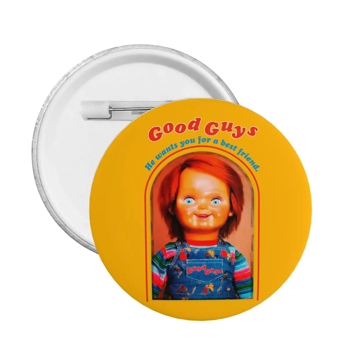 Chucky Retro Movies Round Button Pin for Backpack Customizable Good Guys Game Pinback Badges Brooches