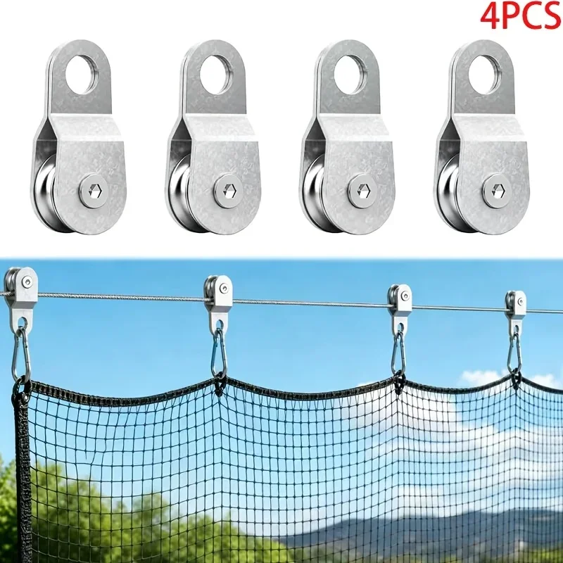 4Pcs Heavy-Duty Small Single Rope Pulley Blocks, Utility Pulleys for Construction, Repair, Camping and Fishing Activities