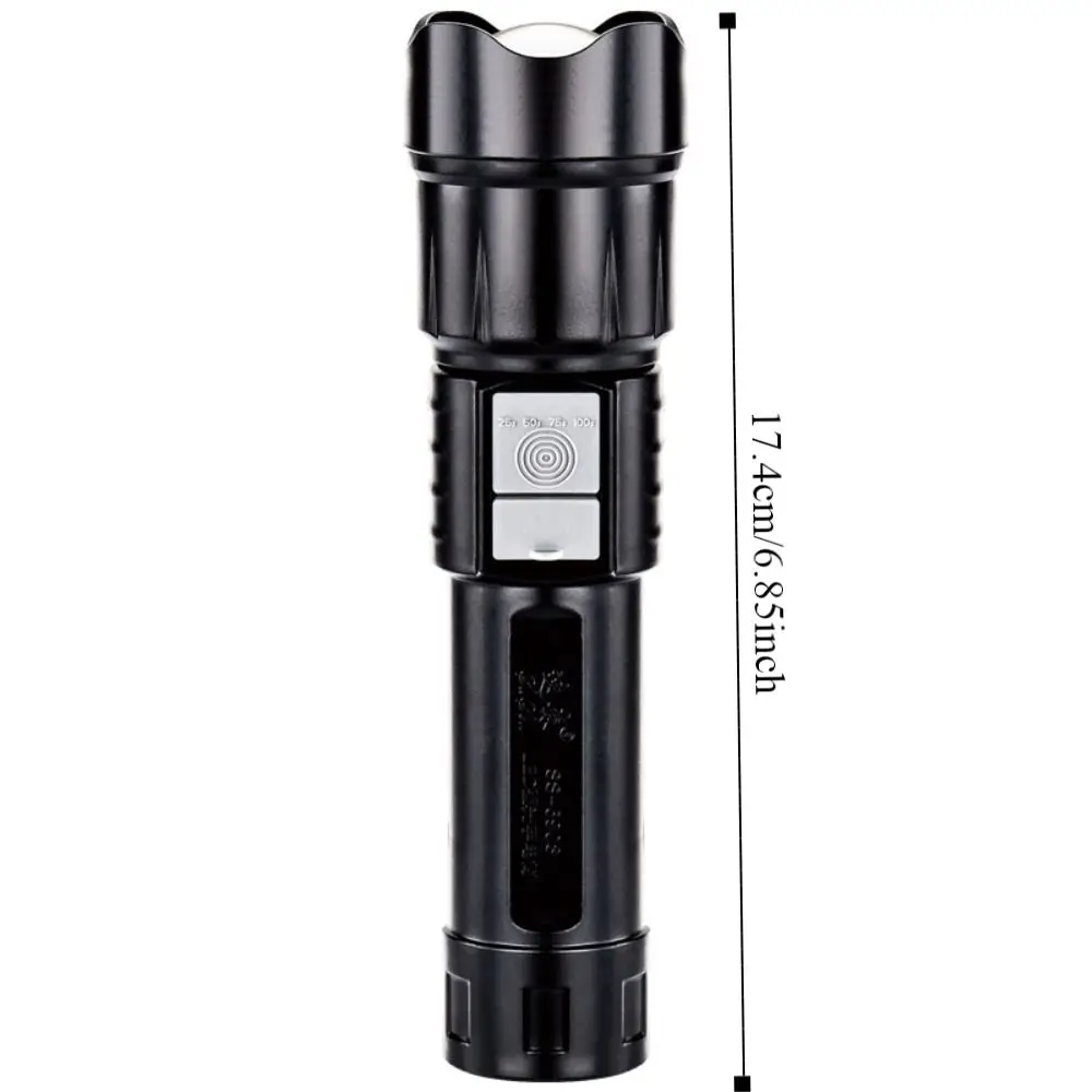 High Power Bright LED Flashlight Ajustable Torch Telescopic Zoom Light Portable Multifunctional Warning Lamp Camping