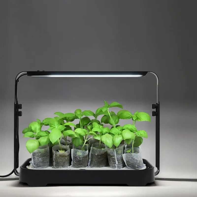Adjustable Height Full-Spectrum LED Microgreens Grow Tray System Grow Lamp Timer 3-Year Warranty for Indoor Tabletop Kitchen