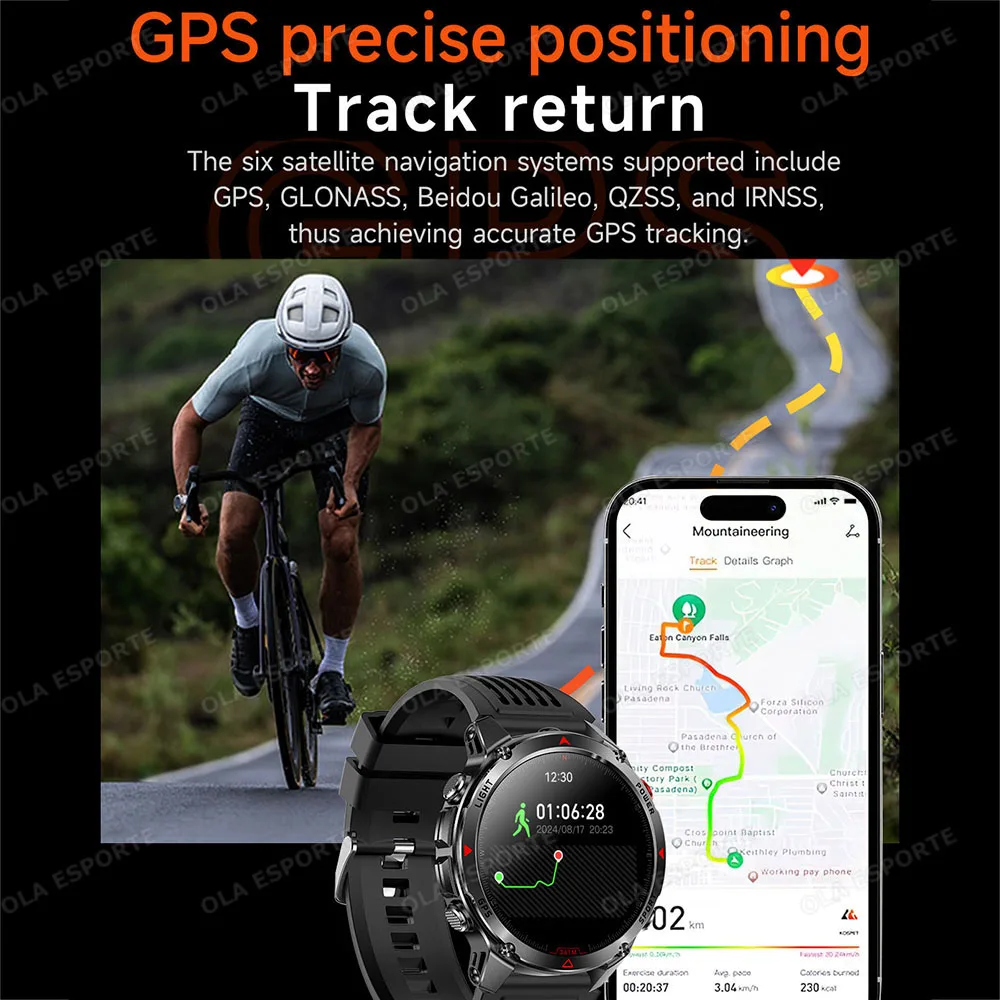 New Outdoor Smart Watch Built-in GPS HD BT Call 540mAh Battery 3ATM Waterproof Compass Barometer Altimeter Sports Smartwatch Man