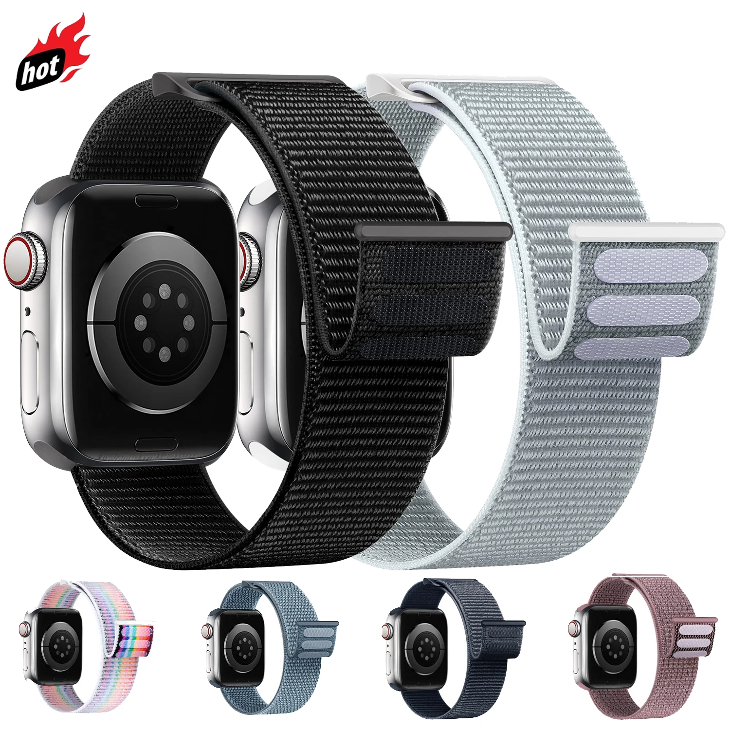 Nylon loop Strap For Apple Watch Band  49mm 46mm 42mm 45mm 44mm 41mm Sport  Bracelet iwatch bands Series 12 11 10 9 8 7 6 Ultra
