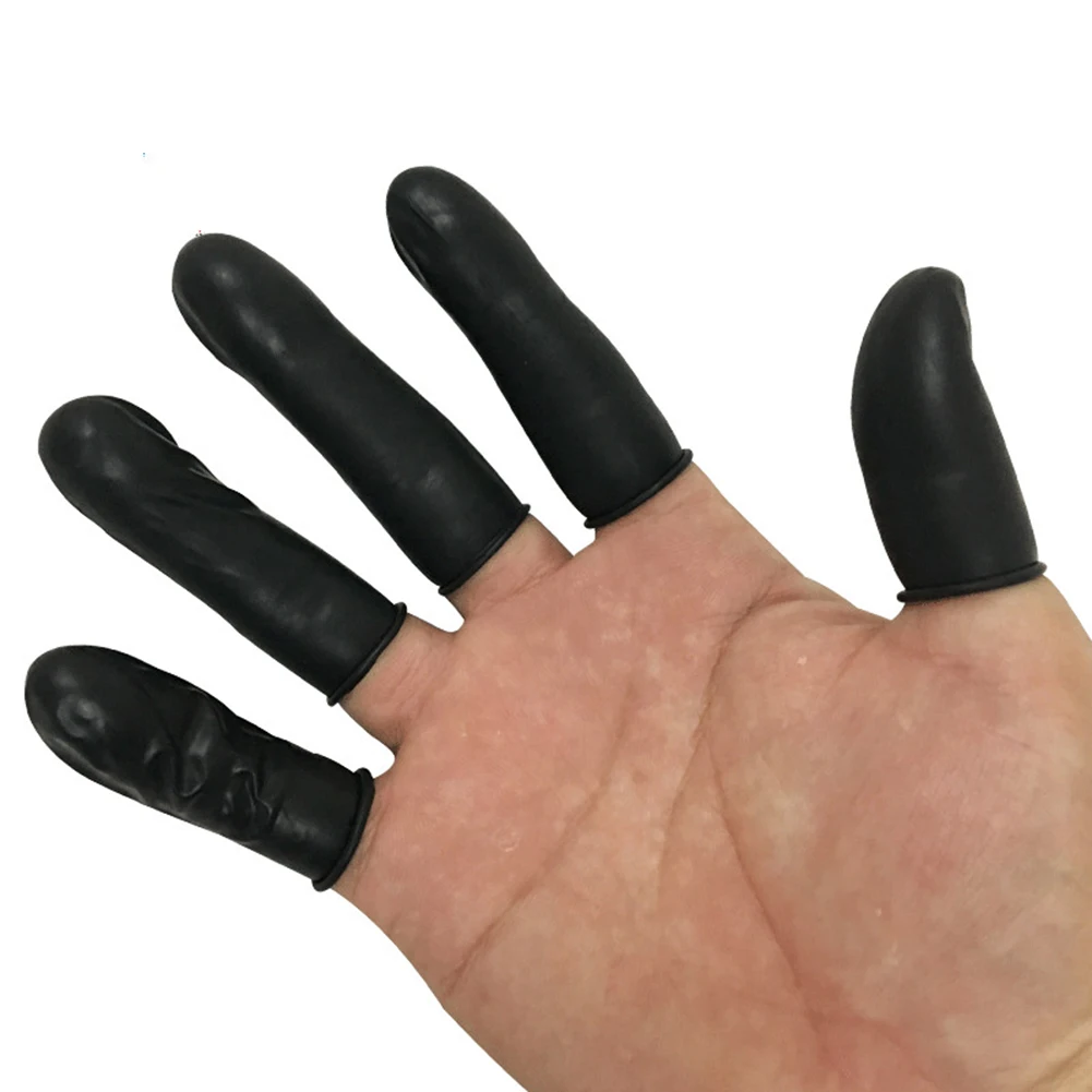 Ensembles de protège-doigts en latex de poulet en caoutchouc naturel, protège-doigts bricolage, gants noirs, manchon antistatique, nouveau, 100 pièces, 500 pièces