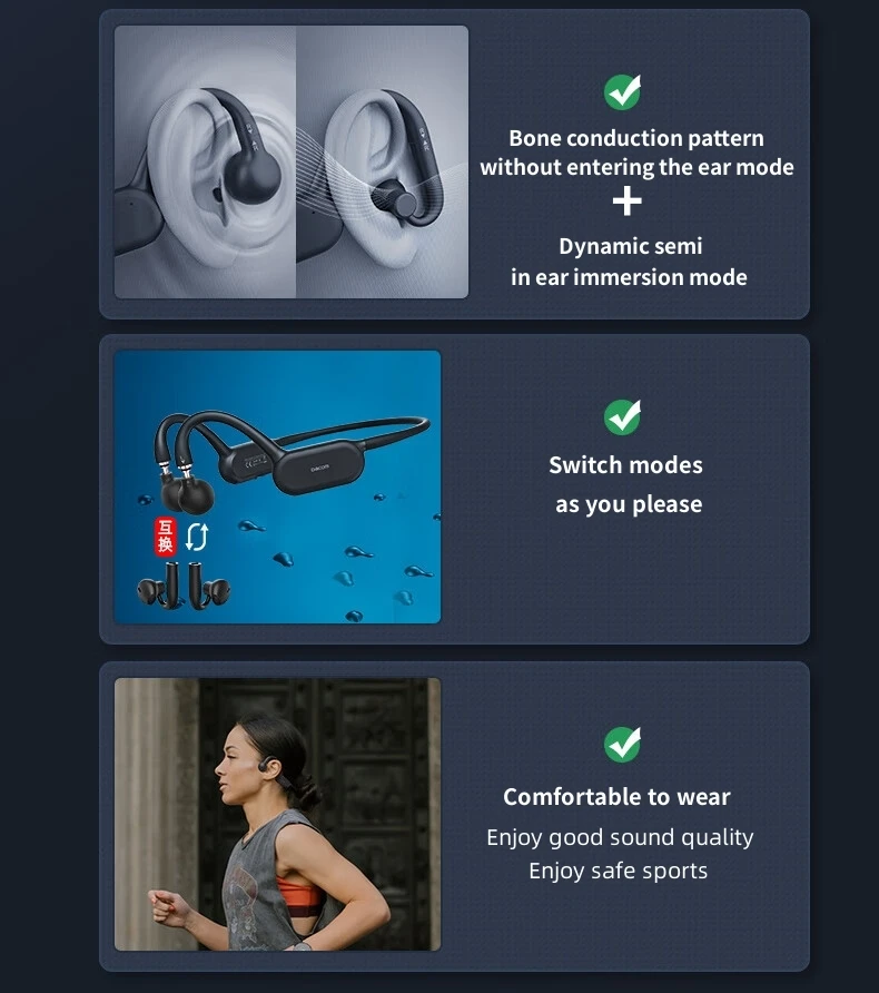 

Bluetooth 5.0 DACOM 2-в-1: динамические наушники с костной проводимостью и спортивные Bluetooth-наушники с защитой IP66 от воды и шумоподавлением