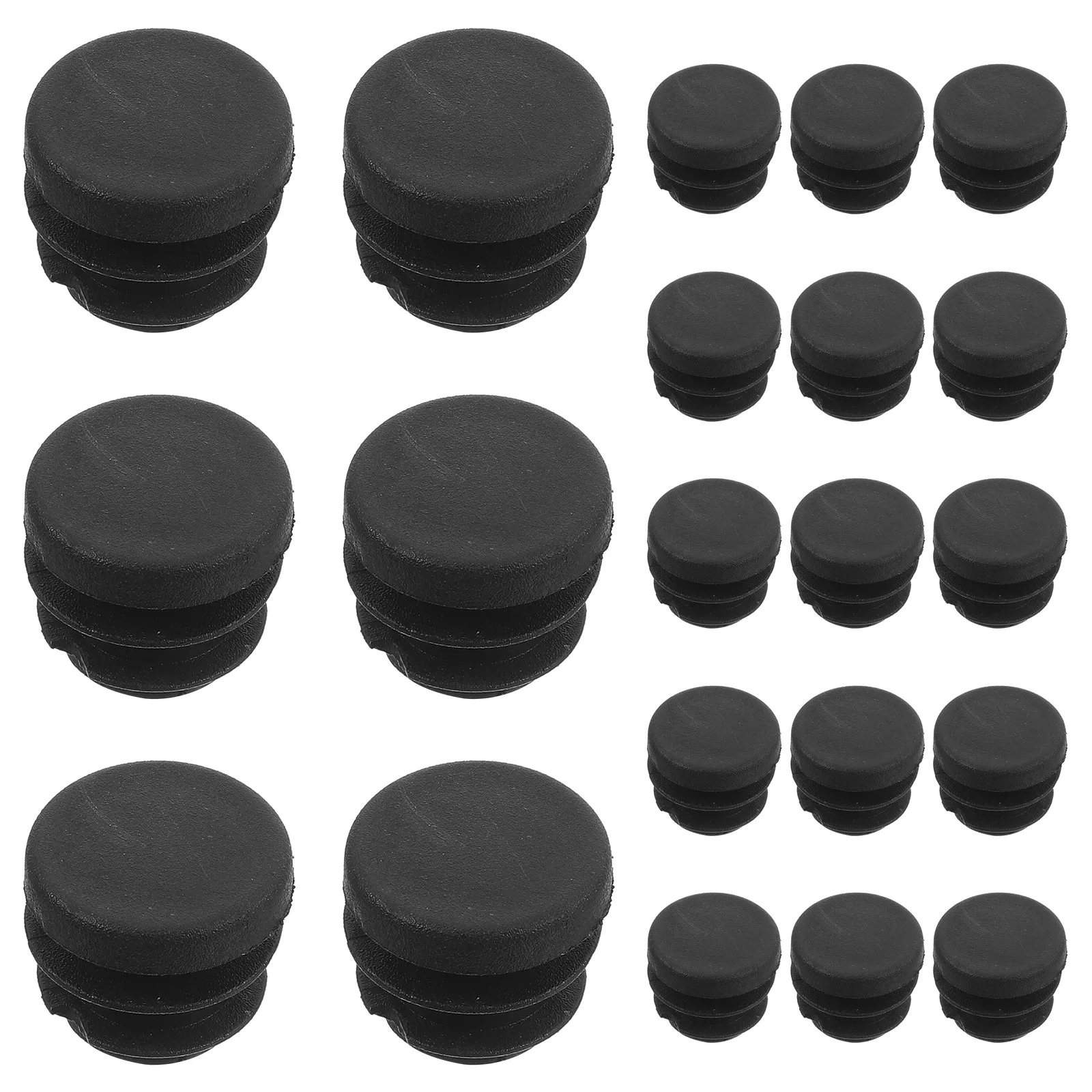 30Pcs Tube End Caps Stainless Steel Round Plastic Plug Inserts Chair Table Legs Furniture Protection Caps Black - view 4