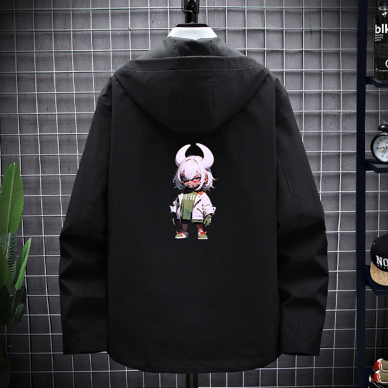 

Creative Print Hoodie Jaet for Men Trendy Casual Loose Fit Winter Outerwear Polyester Youth Faionable Sli Clothes