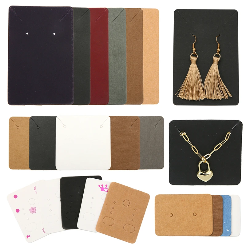 50pcs/lot Earrings Necklaces Display Cards Holder for Jewelry Boxed and Packaging Cardboard Hang Tag Card Ear Studs Paper Card