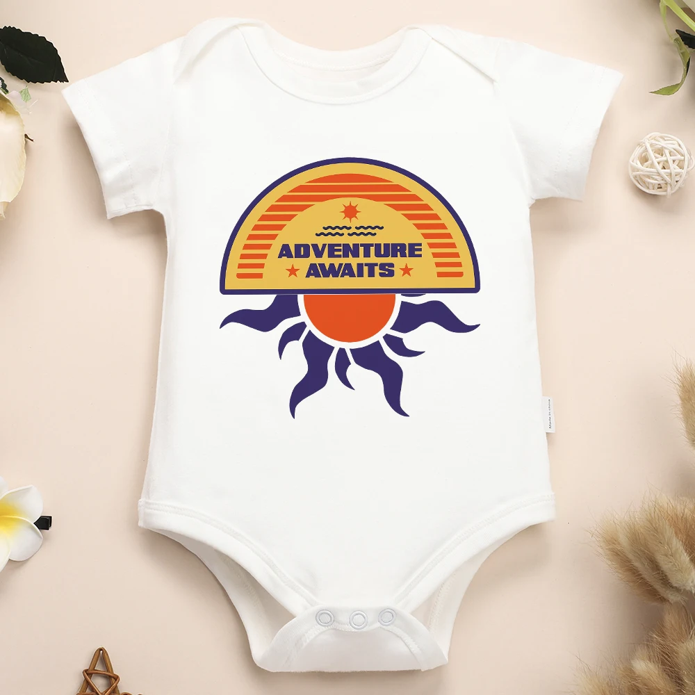 Adventure Awaits Toddler Boy Bodysuit Hipster Harajuku Summer Streetwear High Quality Cotton Infant Clothes Comfy Breathable