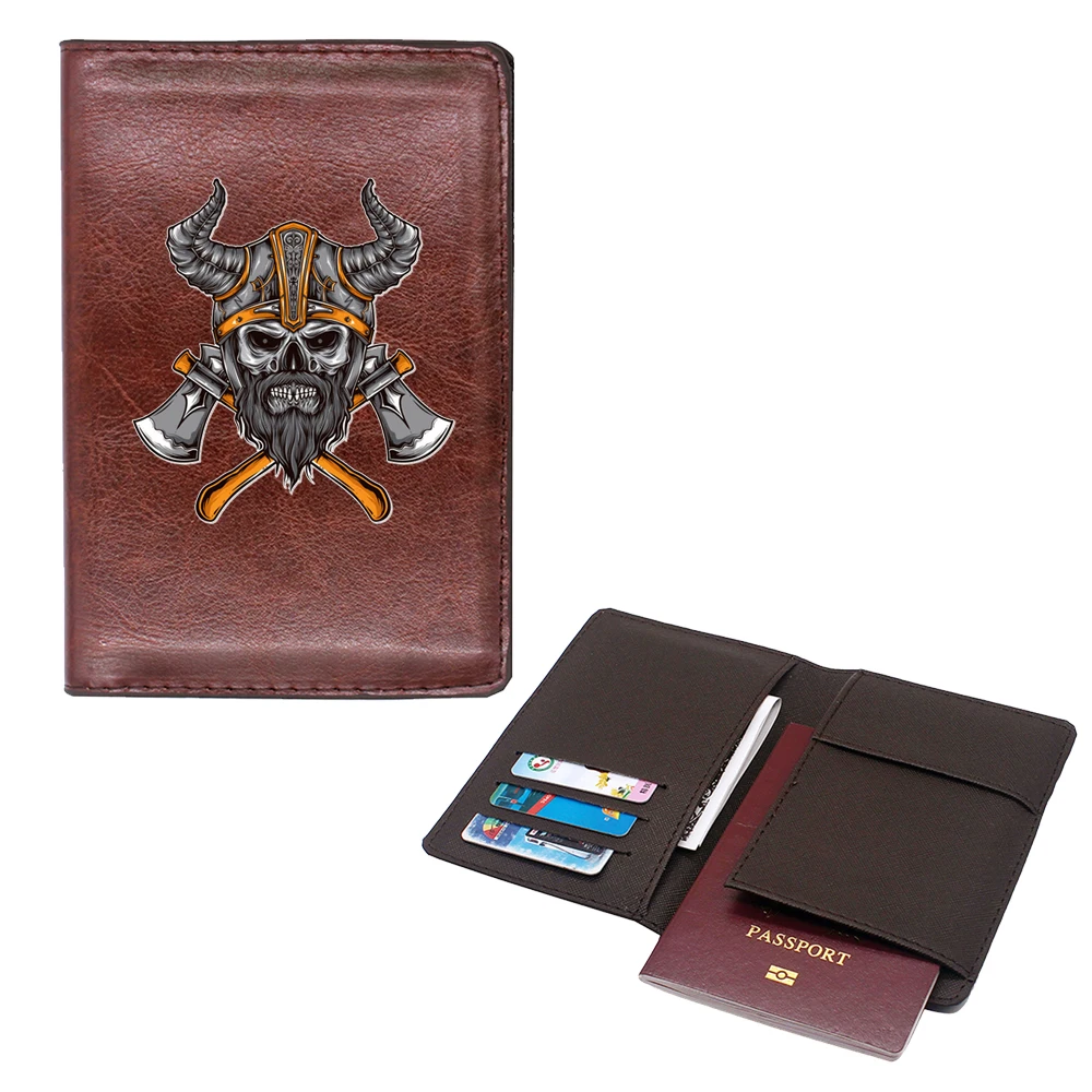 

New arrivals nordic warrior Viking passport Cover Men Women Leather Slim ID Card Travel Holder Pocket Wallet Purse Money Case