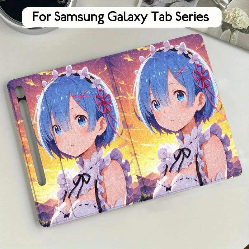 Rem Art شعبية جميلة لسامسونج غالاكسي تاب S9 S10 S6 S7 S8 FE زائد لايت بوصة غطاء قابل للطي اللوحي #1