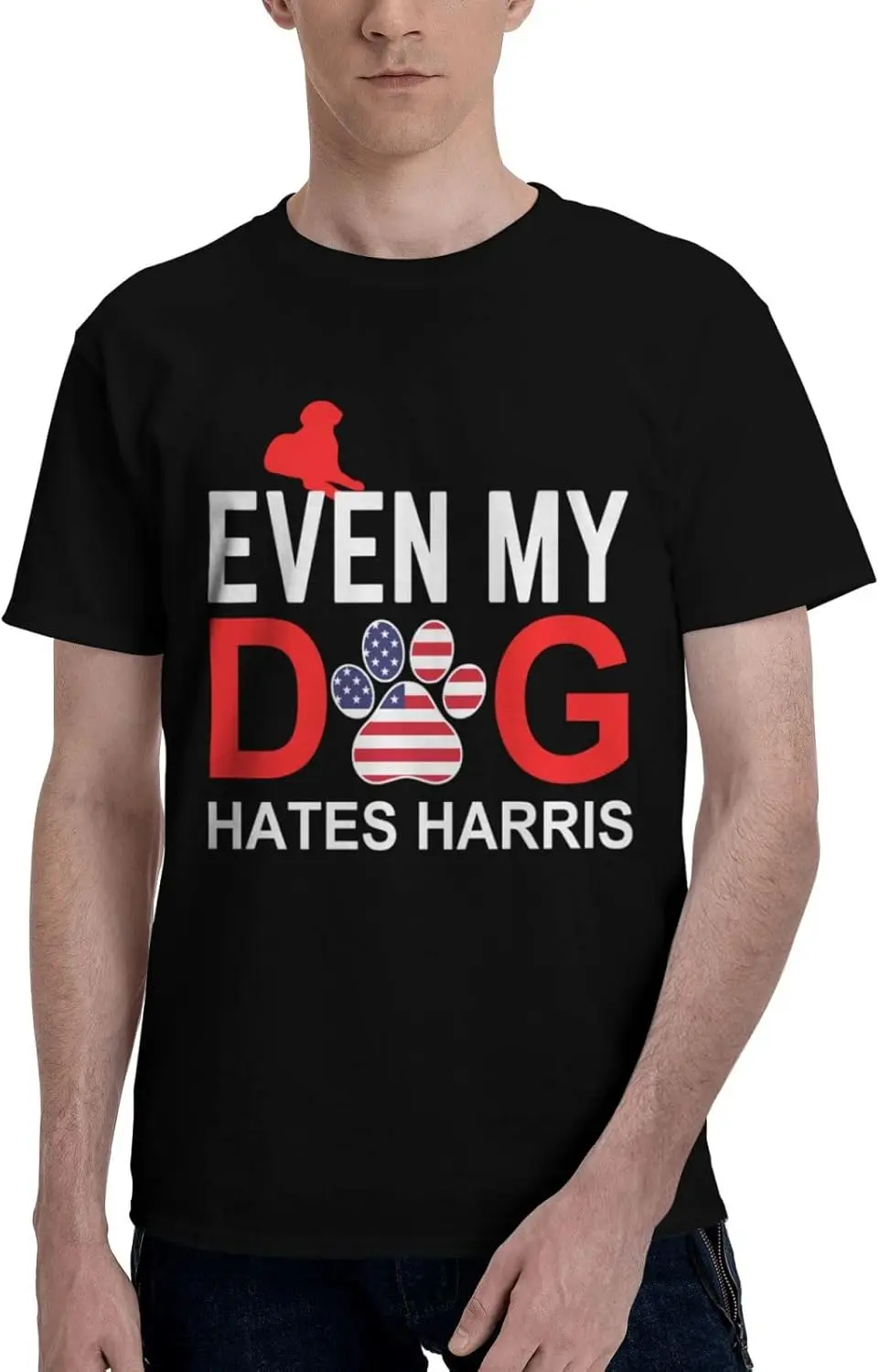 Even My Dog Hates Kamala Harris F K Kamala Harris Men's T-Shirt Classic Short Sleeve Tees Cotton Shirt