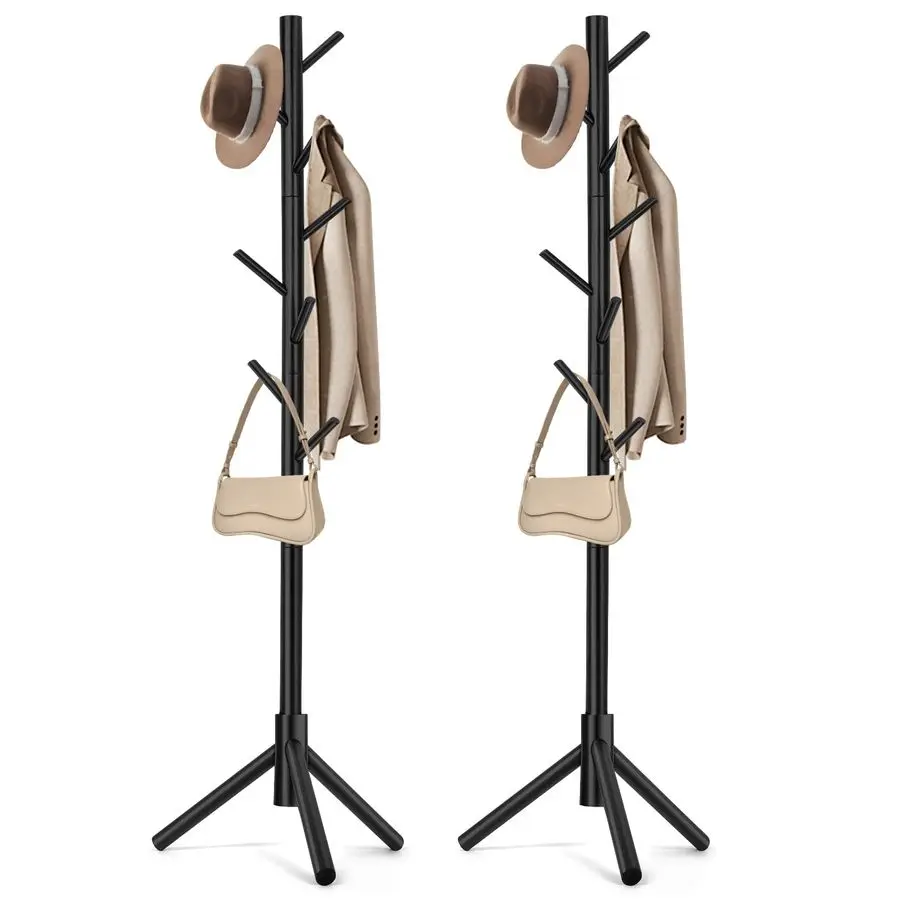 2 PCS Coat Rack, Freestanding Coat Rack with 8 Hooks and 3 Adjustable Size Tree Coat Racks for Bedroom, Hallway, Entrance, Offic