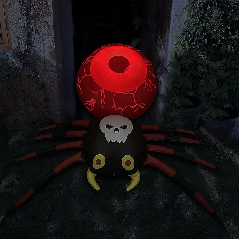 Giant Blow Up Spider Halloween Inflatable Decorations With LED Light Outdoor Blow Up Horror Festival Decor 3.6x3.4 Ft For Indoor