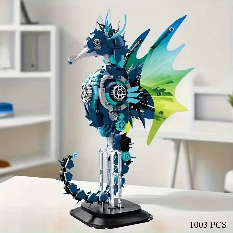 

Sea Horse Building Block Set, Ocean Animal World Building Block Model with Display Stand, Perfect Gift for Building Block Model Enthusiasts, Birthday/Halloween/Easter/Christmas/Thanksgiving/Valentine's Day/New Year Gifts