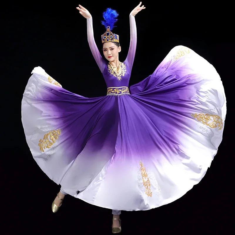 Mongolian Dance Dress Uygur Tibetan Traditional National Dance Costume Female Performance Clothing Female Practice Dance Dress