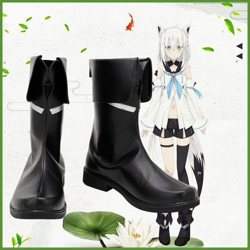 

VTuber Hololive Shirakami Fubuki Cosplay Boots PU Shoes Halloween Cosplay Prop Custom Made