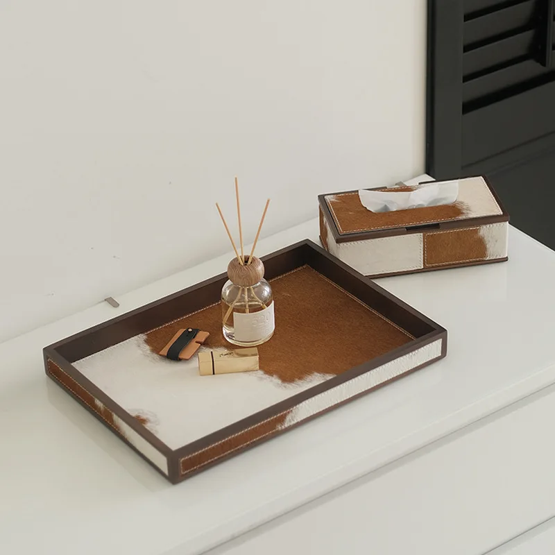 Horsehair Tray Coffee Table Storage Trays Entrance Hall Square Organize Plates Modern Home Decoration Organize Accessories