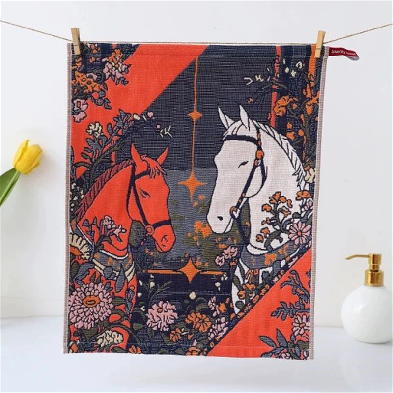 مناشف أطباق كرتونية للقطط 3 قطع 35*40 سم شاش قطن ثلاثي الطبقات للمطبخ 12 طراز رقيق