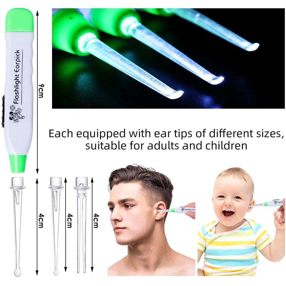 Baby Care Ear Cleaner LED Flashlight Earpick Children Cleaning Ear Curette Kids Luminous Ear Spoon Ear Cure Ear Wax Remove Tools