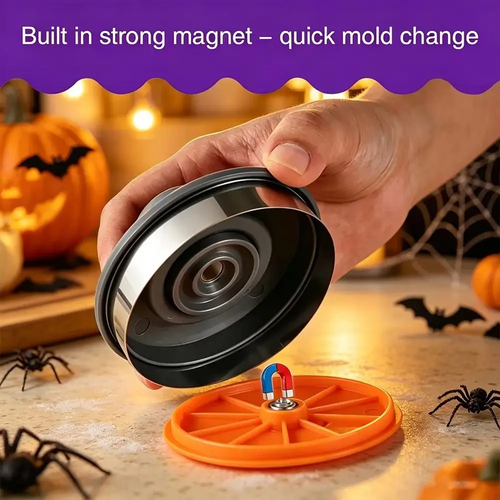 Creative Halloween Cookie Cutters Set Magnetic Detachable Magnetic Baking Gadgets Interchangeable 3D Embossing