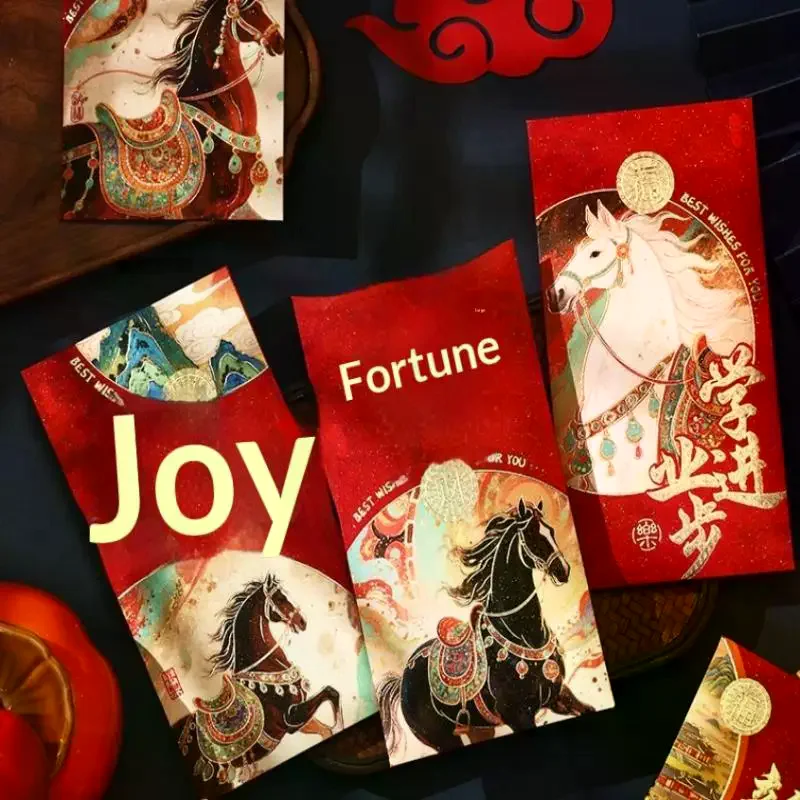 

6pcs/set Red Envelopes Chinese New Year Gift Personalized Creative Year Of The Horse Spring Festival Lucky Red Bag