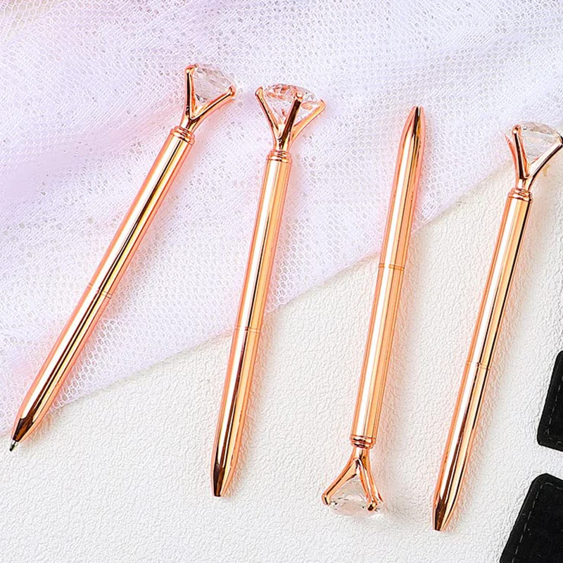 Imagem -05 - Rose Gold Caneta Esferográfica Acessórios de Mesa Caneta de Diamante de Cristal Tinta Preta Canetas Esferográficas de Metal Presentes de Escritório 25 Pcs