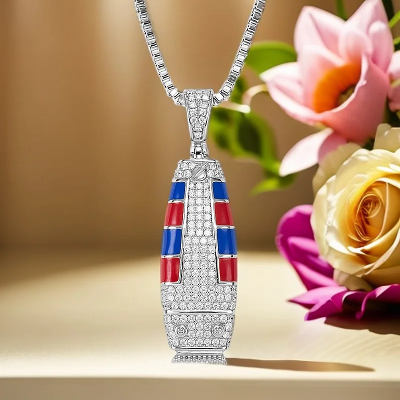 VANAXIN Iced Out Razor Barber Pendants Necklaces for Men With Bling Micro Paved CZ Zircon Rapper Hip Hop Jewelry Gold Color