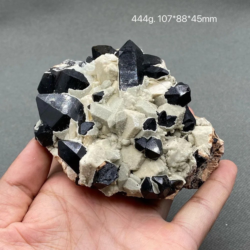 100%  natural epidote feldspar crystal ore specimen of black crystal