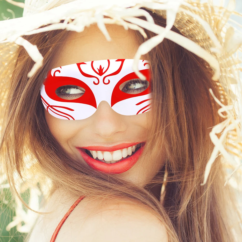 

120pcs Blank Paper Masks For Cosplay Costume Party With Elastic Ropes White Half Face Craft Mask Set Diy Paintable Masquerade