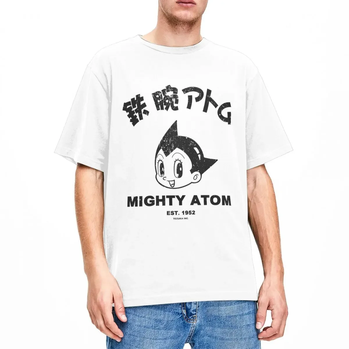 Astroboy Mighty Atom Astro Boy Men\'s T Shirt Japanese Anime Novelty Tee Shirt Short Sleeve O Neck T-Shirts Pure Cotton Clothing