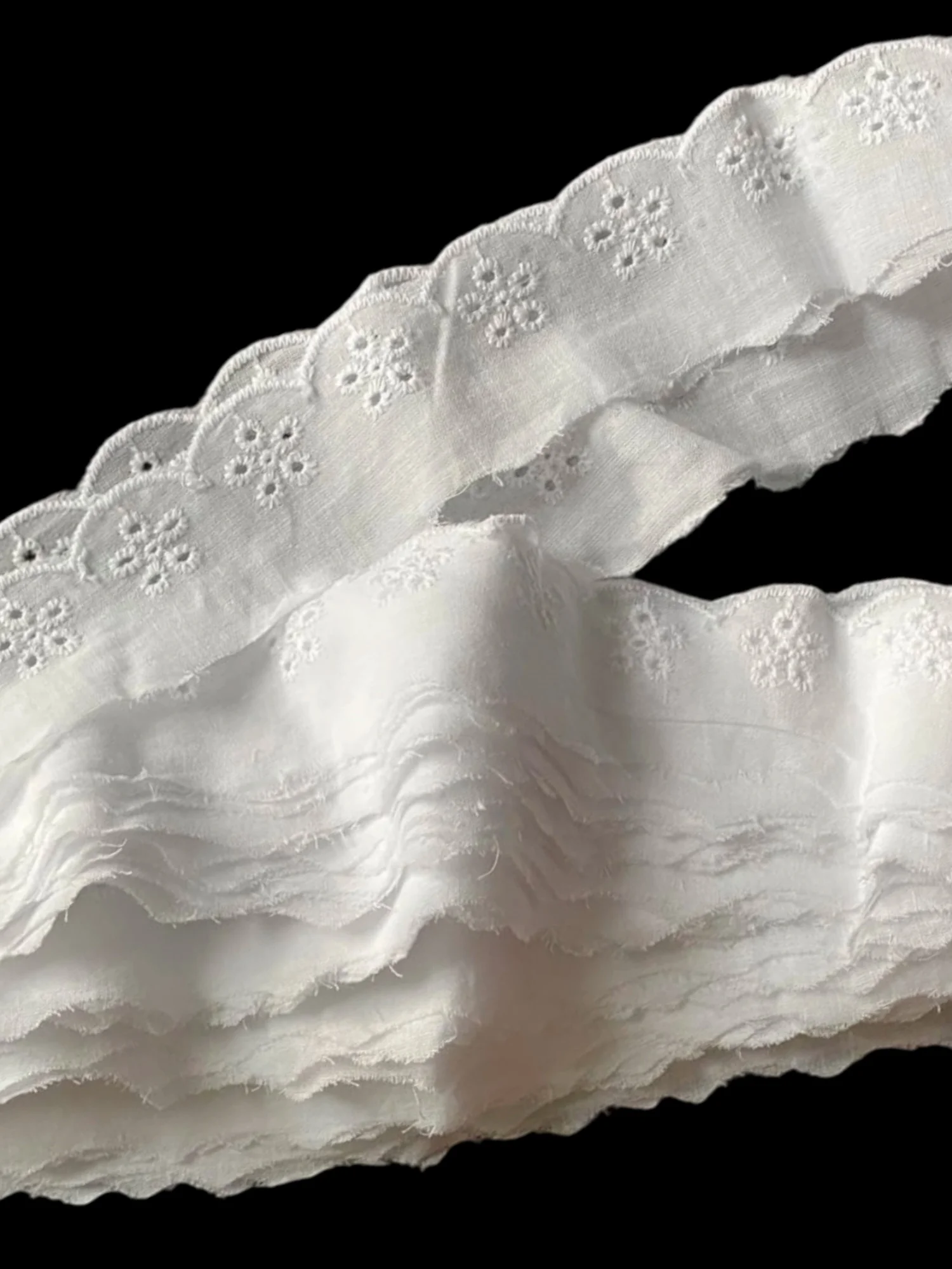 5/15 Yards 1-1.65in White Cotton Eyelet Lace Ribbon Floral Embroidery Ruffle Wavy Edge Floral for Sewing Dresses Clothes Decora