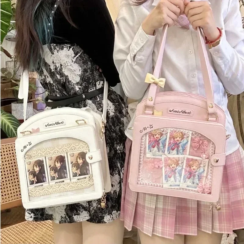 Candy Color Elegant Girl Tote Bags Lolita Sweet Ita Bag Transparent Crossbody Bags  Aestesthetic Display Shoulder Bag Women