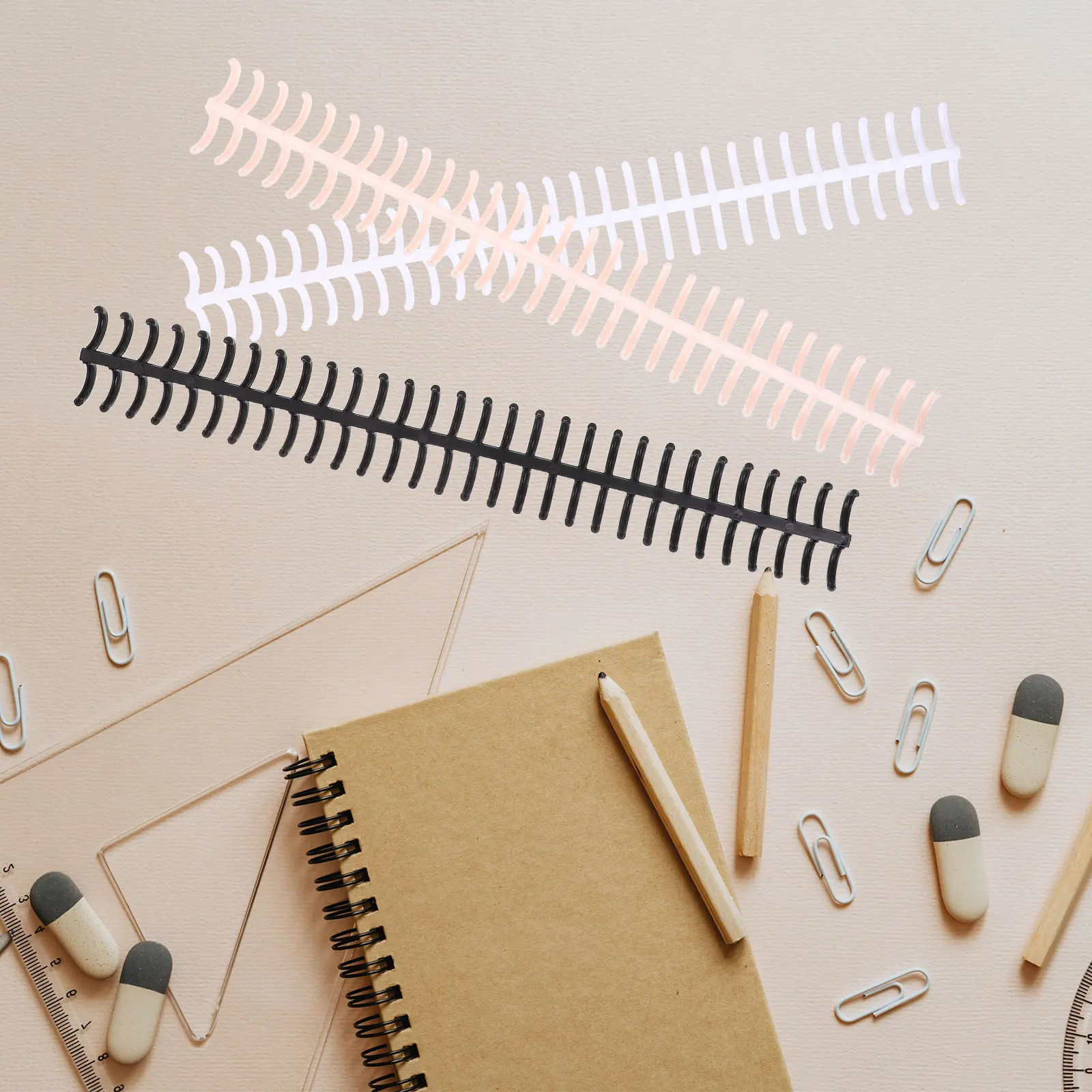 

12pcs Segmented Loose Leaf Binders High-Quality Retro Style Diy Book Making Binding Coils Plastic Notebook Spines Office File