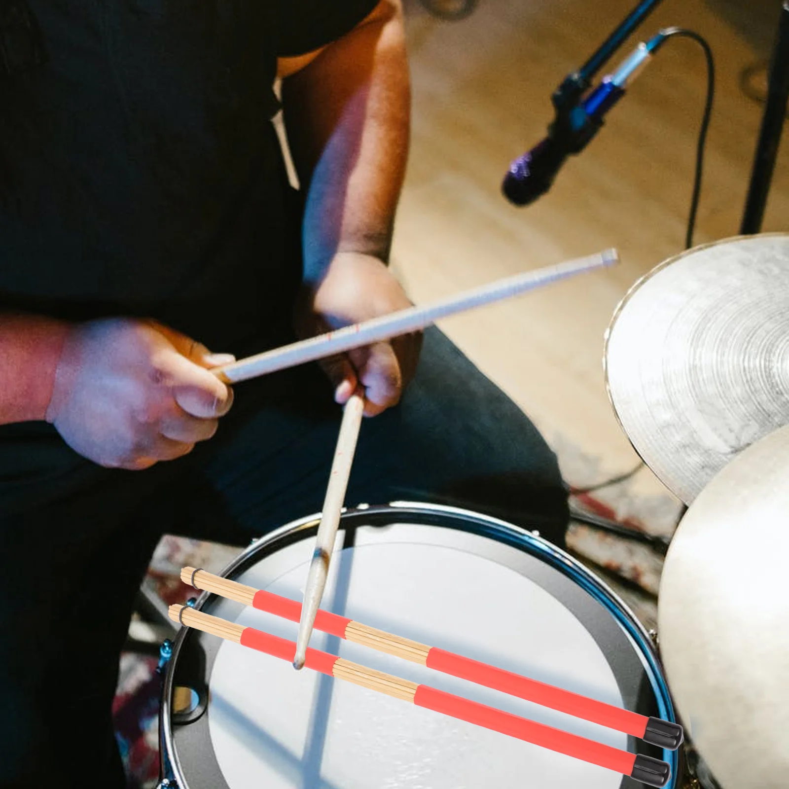 

1Set Wire Drum Brush Drum Stick Set Balanced Lightweight Design Suitable for Beginner Practice Concert Performance