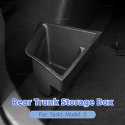 For Tesla Model 3 Rear Trunk Storage Box Left Side Space Organizer Box with Pull Rope Car Interior Accessories Model3 2021-2023