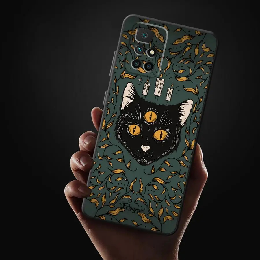 حافظة لهاتف شاومي ريدمي 12C 9 K40 K80 Pro A3 A5 14C A4 13C 10 A1 A2 Plus كارتونية ثلاثية العيون قطة