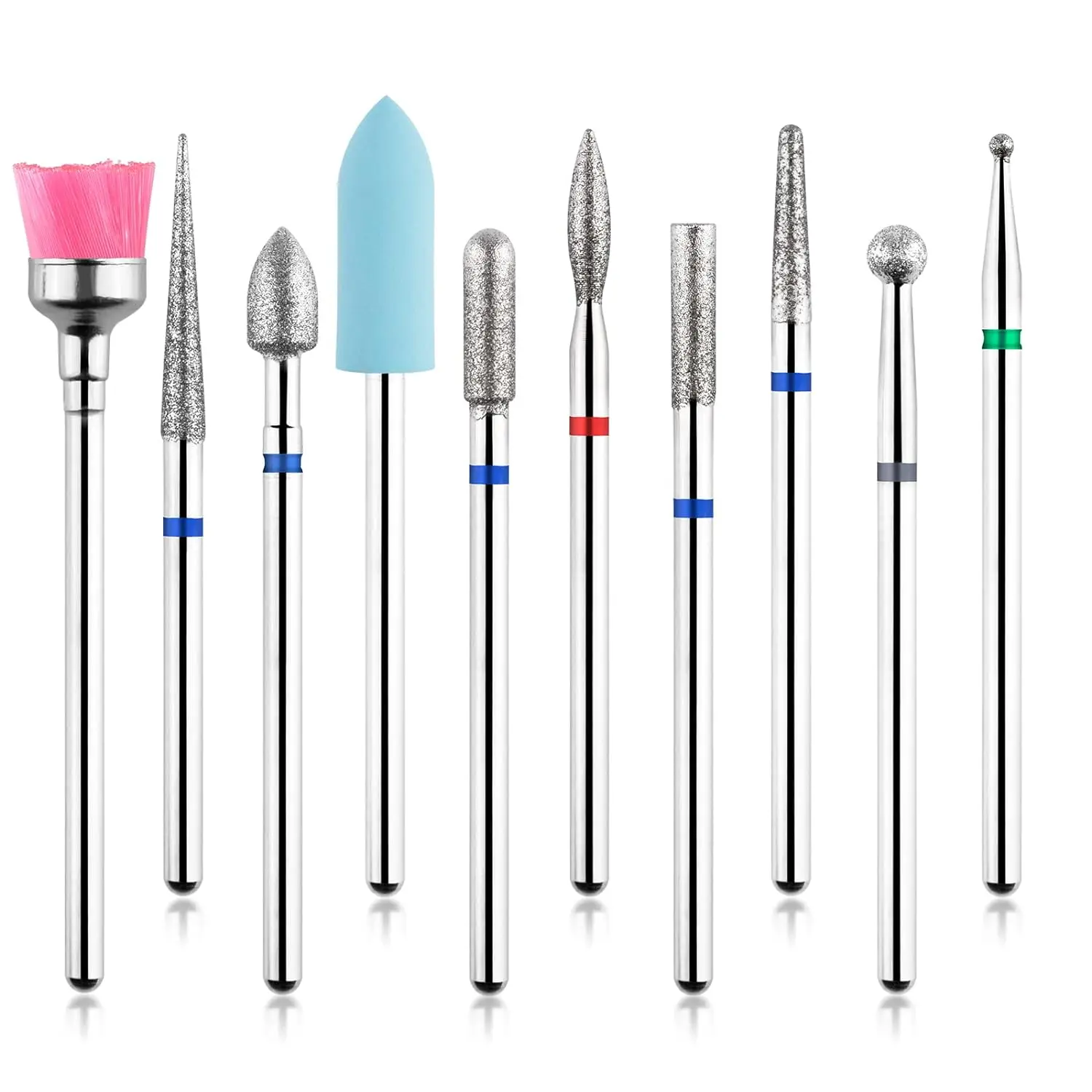 Kit Elétrico de Brocas De Unhas, Rebarba Rotativa, Acessórios De Cutícula, Ferramentas De Manicure, Arquivos De Pedicure, 3/32, 10 Pcs, 1 Conjunto